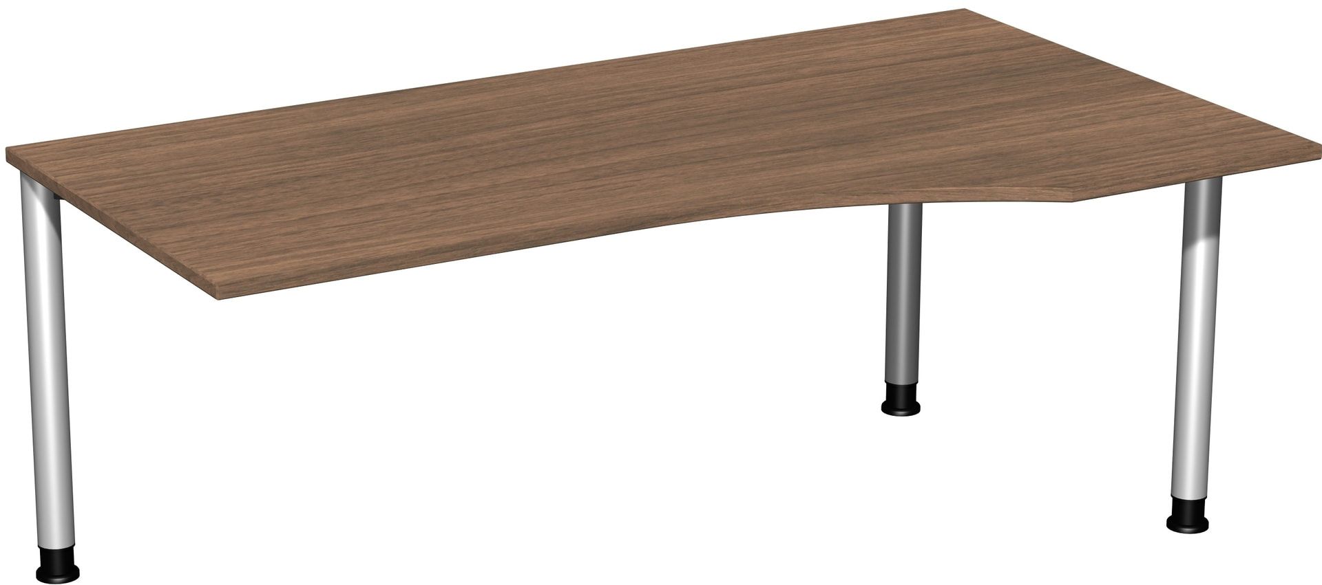 Eckschreibtisch mit einseitig verkürzten Füßen, 4-Fuß Flex, Ecke rechts, Höhe 680-800 mm, 1.600 x 1.000 mm (BxT), Gestell anthrazit, Ahorn