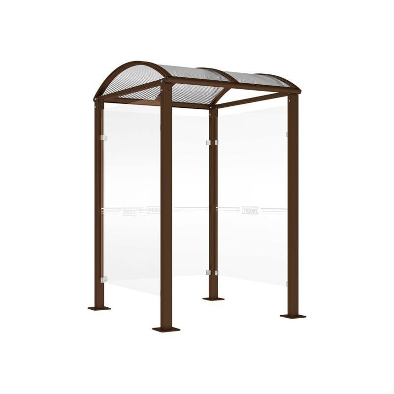Automatenüberdachung, Automatendach, Polycarbonatdach, feuerverzinkt, UV-Schutz, Bodenplatten, 2.500 x 1.560 x 1.560 mm (HxBxT), Farbe enzianblau