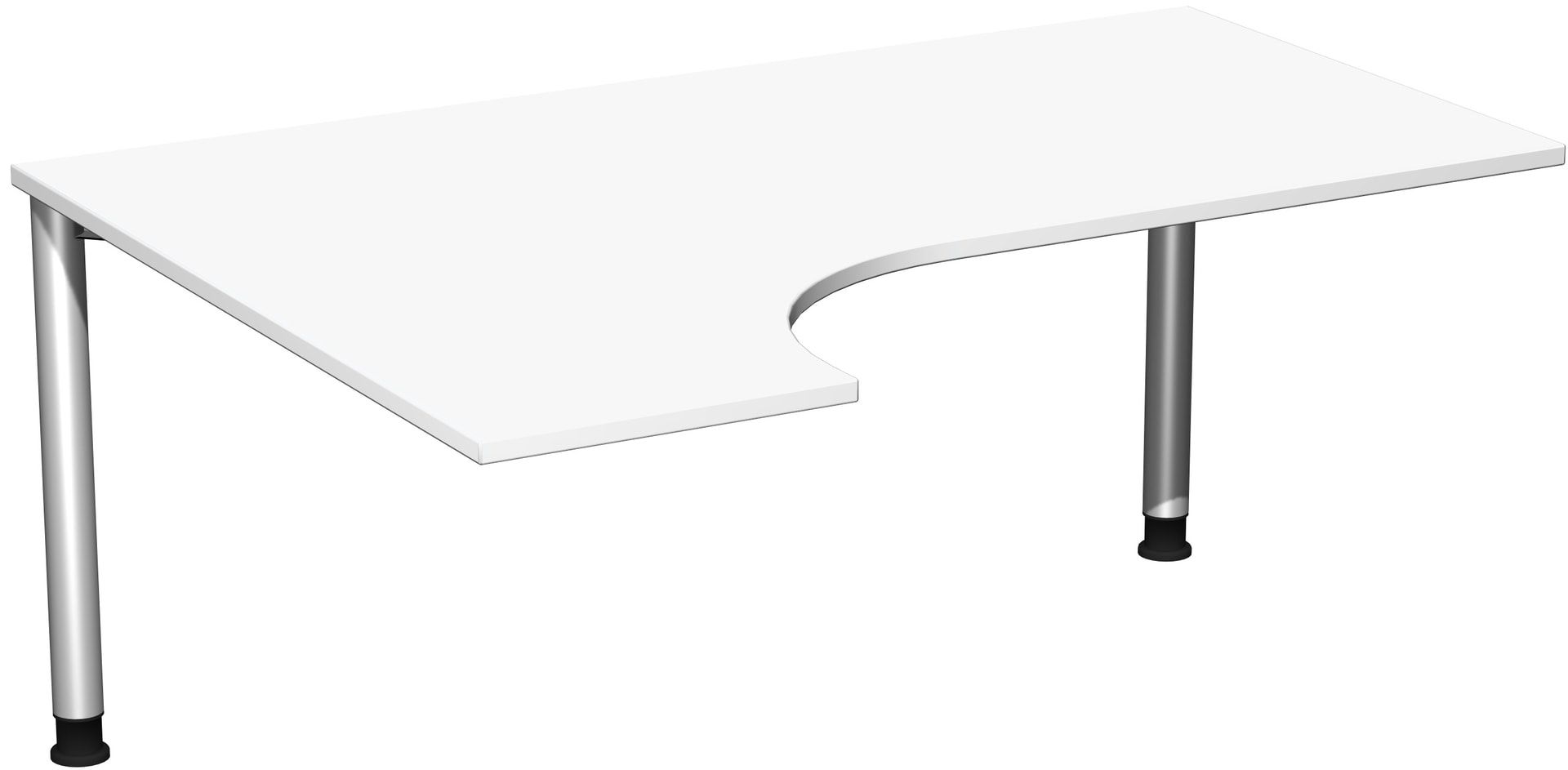 Eckschreibtisch mit einseitig verkürzten Füßen, 4-Fuß Flex, Ecke links, Höhe 680-800 mm, 1.600 x 1.200 mm (BxT), Gestell anthrazit, Ahorn