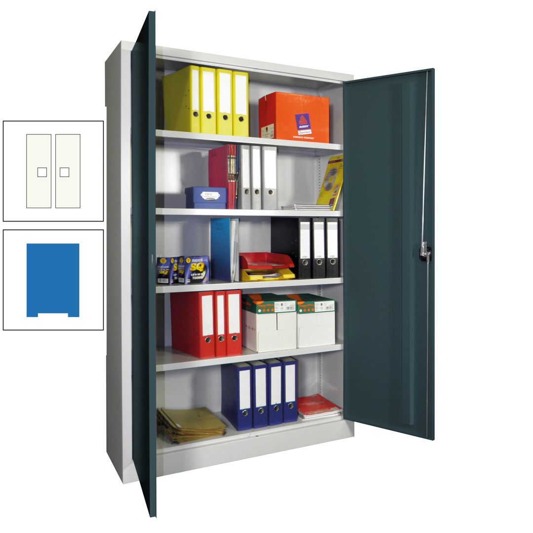 Aktenschrank - Vollblechtüren - 1.950x1.200x400 mm (HxBxT) - 4 Einlegeböden verzinkt - Zylinderschloss - anthrazitgrau