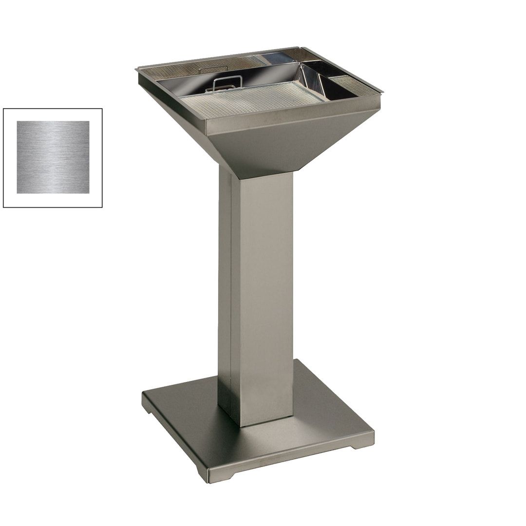 Standaschenbecher, Standascher, Antik-silber, 730 x 325 x 325 mm (HxBxT), Ascher, Turmaschenbecher, Stehascher, mit Sand befüllbar