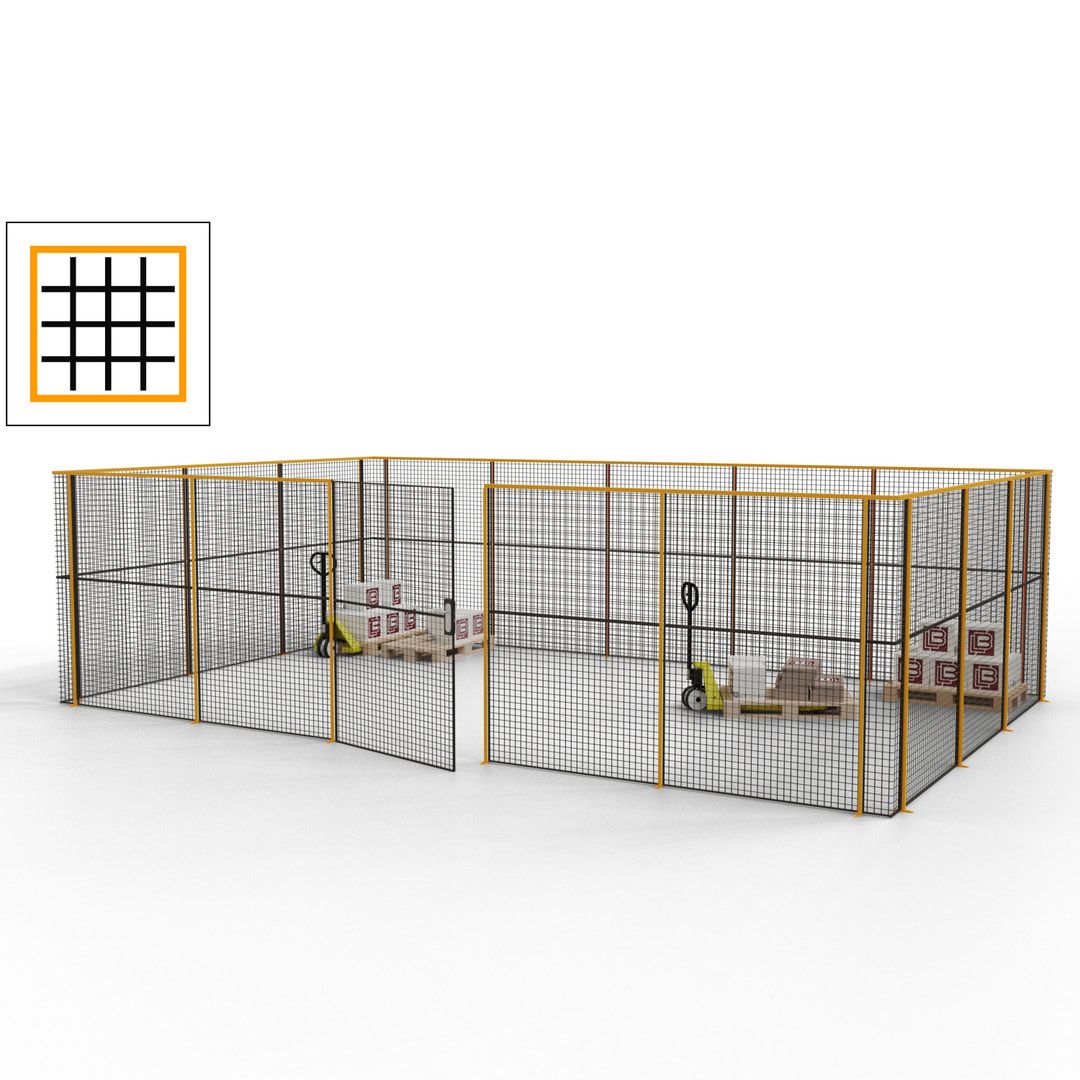 Maschinen Schutzgitter - Hallentrennwand - Sicherheitszaun - Tür - 22 m - 2.200 x 7.900 x 4.900 mm (HxBxT) - enzianblau