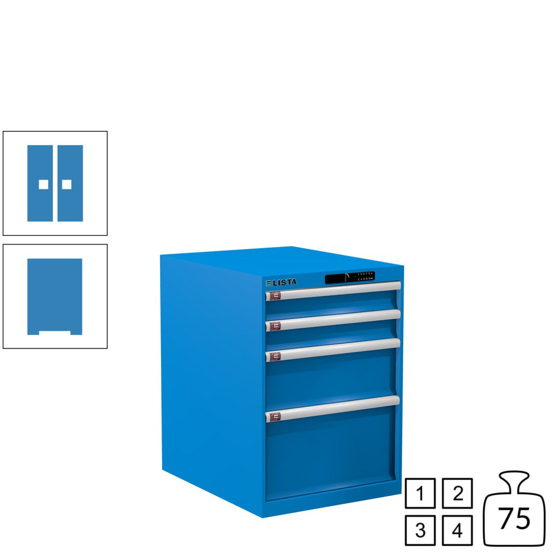 Lista Schubladenschrank - 14.371.010 - 800x564x725 mm (HxBxT) - 4 Schubladen - 75 kg - Key Lock - lichtblau (RAL 5012)