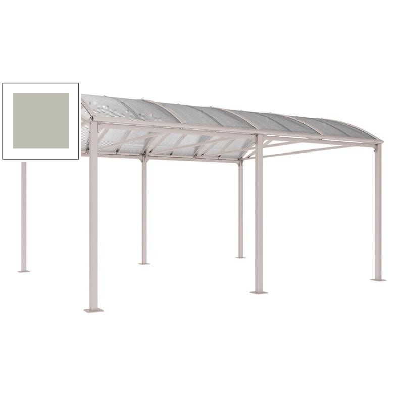 Fahrradunterstand, Fahrradüberdachung, Unterstand, Grundmodell, 10 Zweiräder, Regenrinne, 3.010 x 5.000 x 4.160 mm (HxBxT), Farbe enzianblau