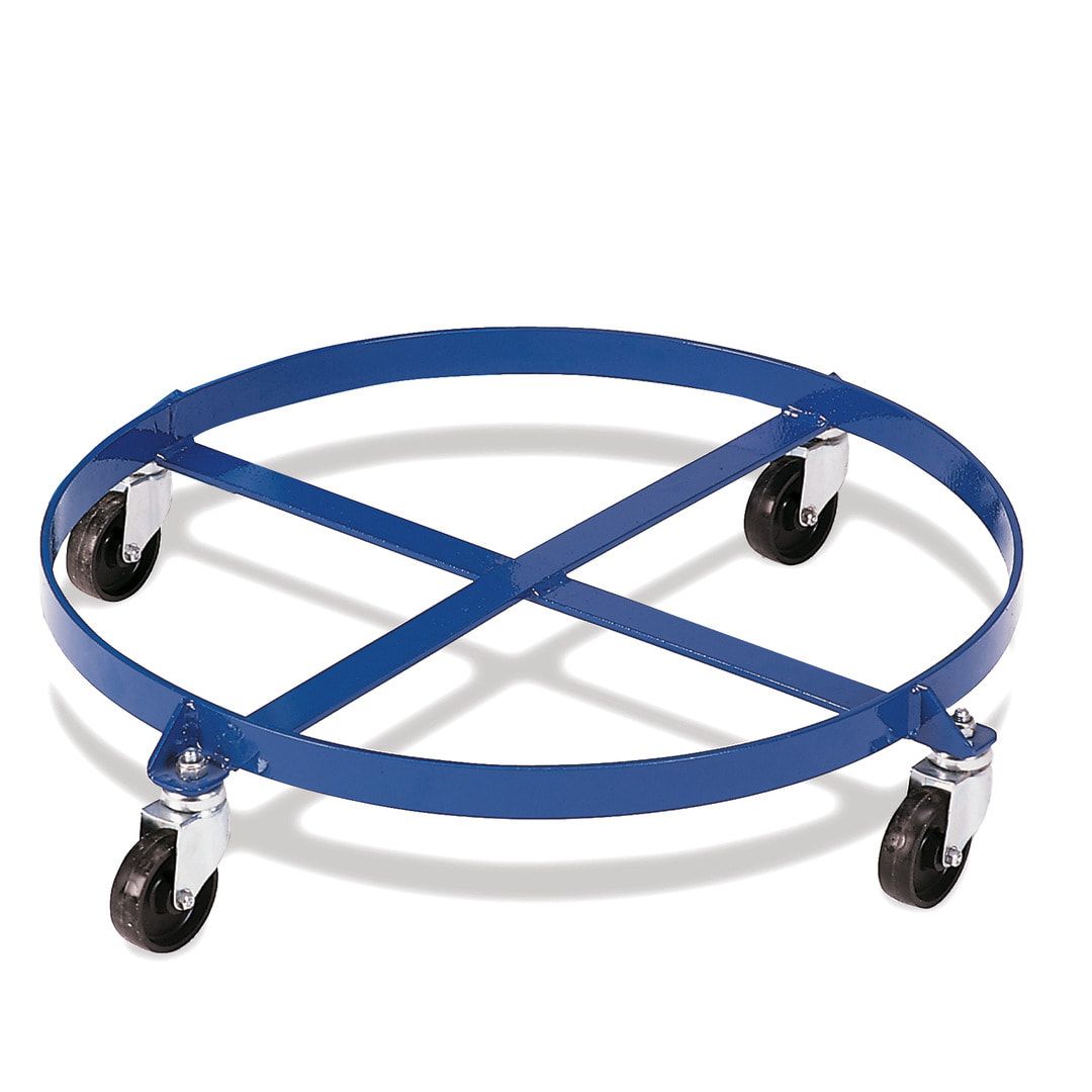Fassroller für 200 l Fässer - mit Schiebebügel - Tragkraft 250 kg - Durchmesser 610 mm - enzianblau