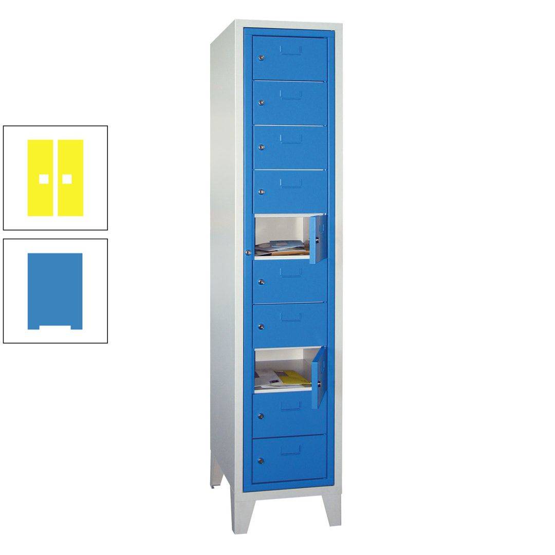 Schließfachschrank - Wäscheausgabeschrank - 10 Fächer a 315 mm - 1.850x400x500 mm (HxBxT) - Füße - Zylinderschloss - anthrazitgrau