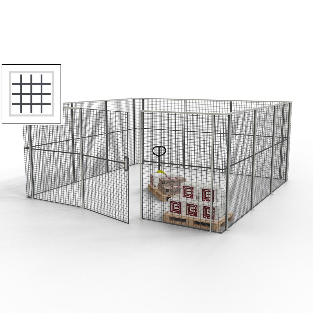 Maschinen Schutzgitter - Hallentrennwand - Sicherheitszaun - Tür - 18 m - 2.200 x 4.900 x 4.900 mm (HxBxT) - enzianblau