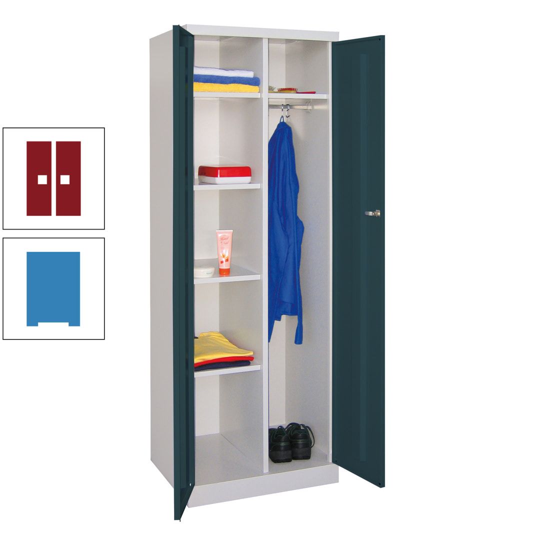 Kleiderschrank mit Sockel - Spind - 1 Abteil mit Trennwand - 1.800x600x500 mm (HxBxT) - Zylinderschloss - anthrazitgrau