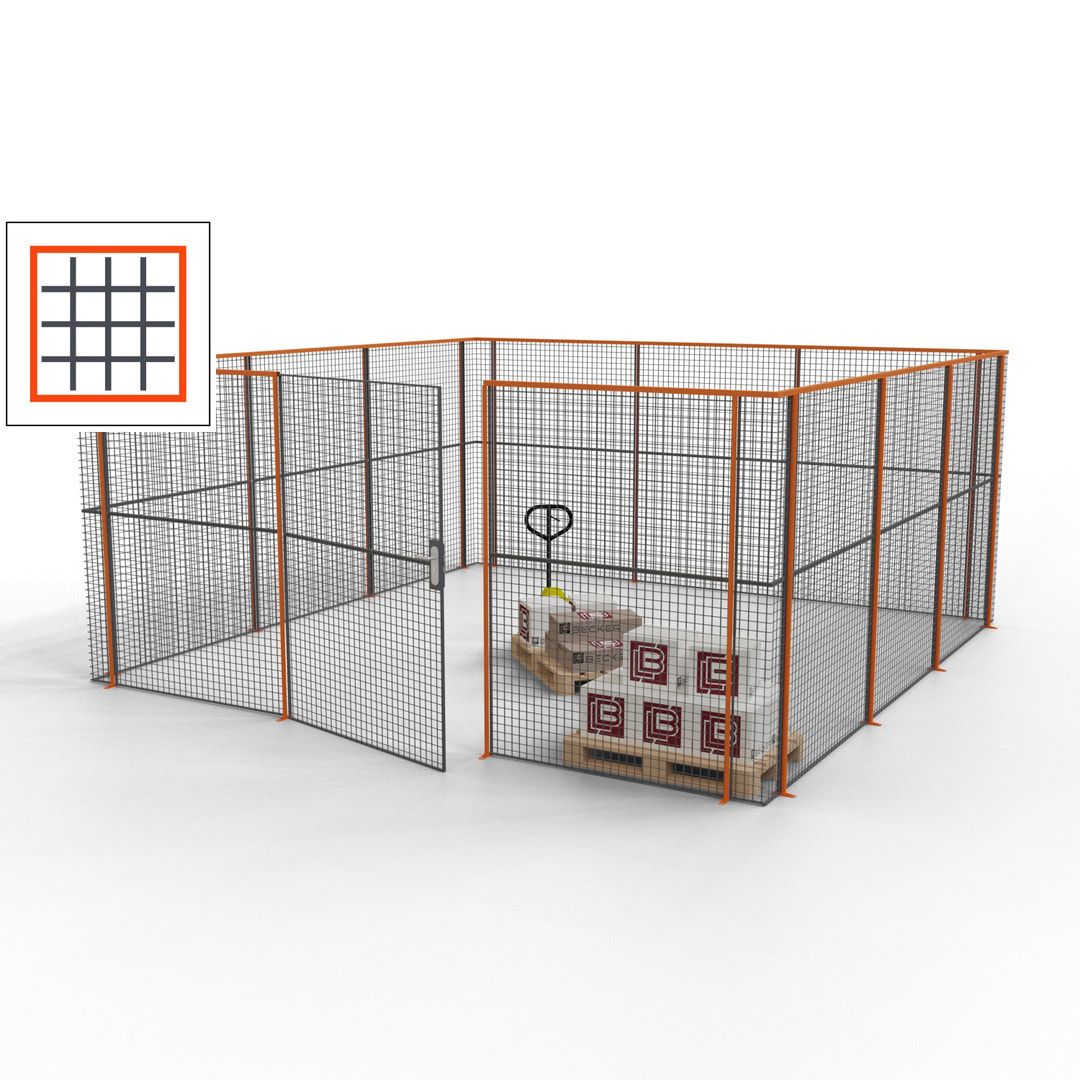 Maschinen Schutzgitter - Hallentrennwand - Sicherheitszaun - Tür - 18 m - 2.200 x 4.900 x 4.900 mm (HxBxT) - enzianblau