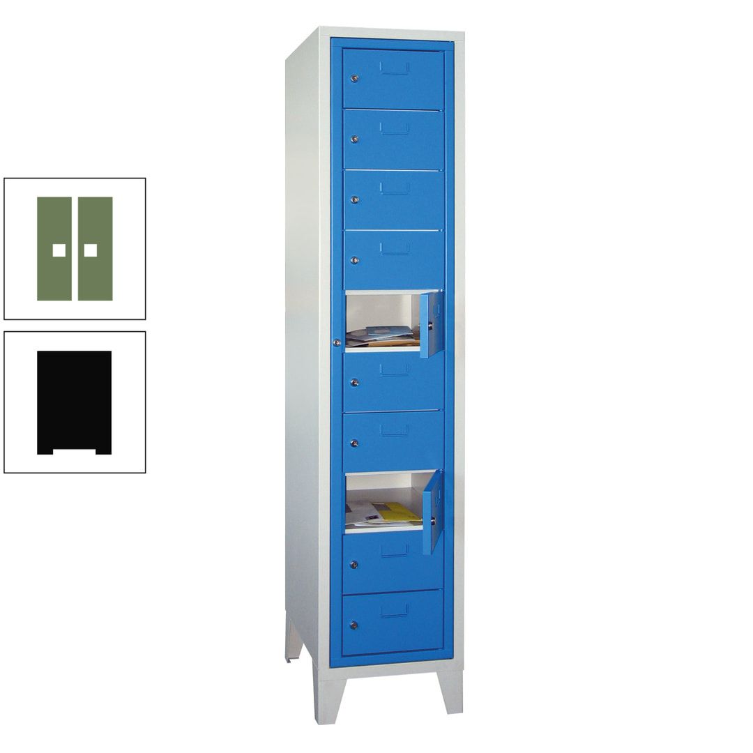 Schließfachschrank - Wäscheausgabeschrank - 10 Fächer a 315 mm - 1.850x400x500 mm (HxBxT) - Füße - Zylinderschloss - anthrazitgrau