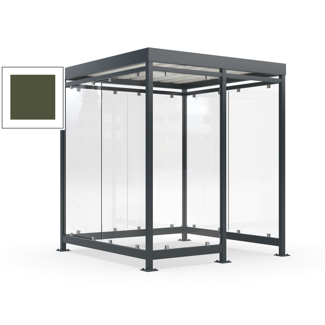 Raucherunterstand, Bushaltestelle, 7 Wände, 6-7 Personen, 2.510 x 2.165 x 2.165 mm (HxBxT), Farbe Achatgrau