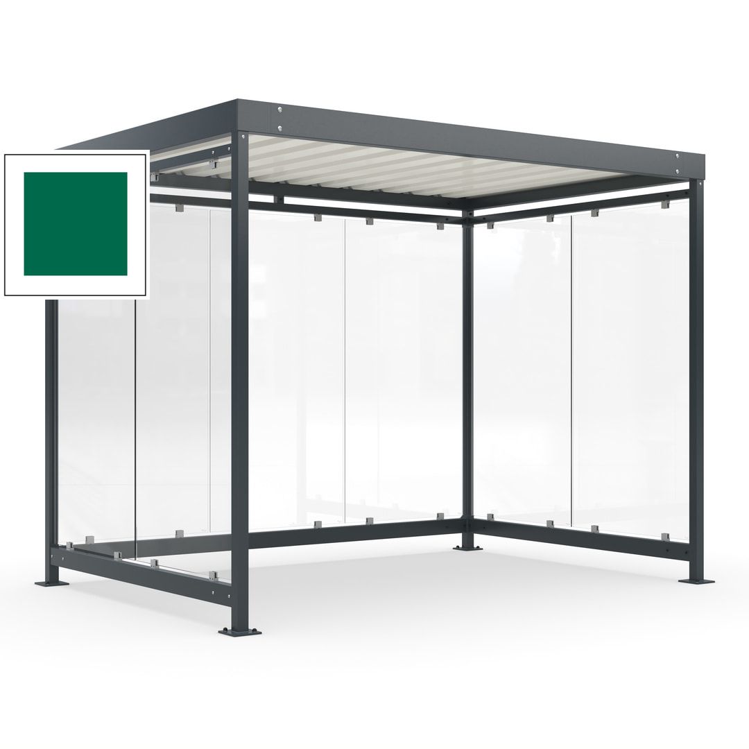 Raucherunterstand, Bausatz, Fahrgastunterstand, Bushaltestelle, 2.510 x 3.180 x 2.165 mm (HxBxT), 7 Wände, Achatgrau