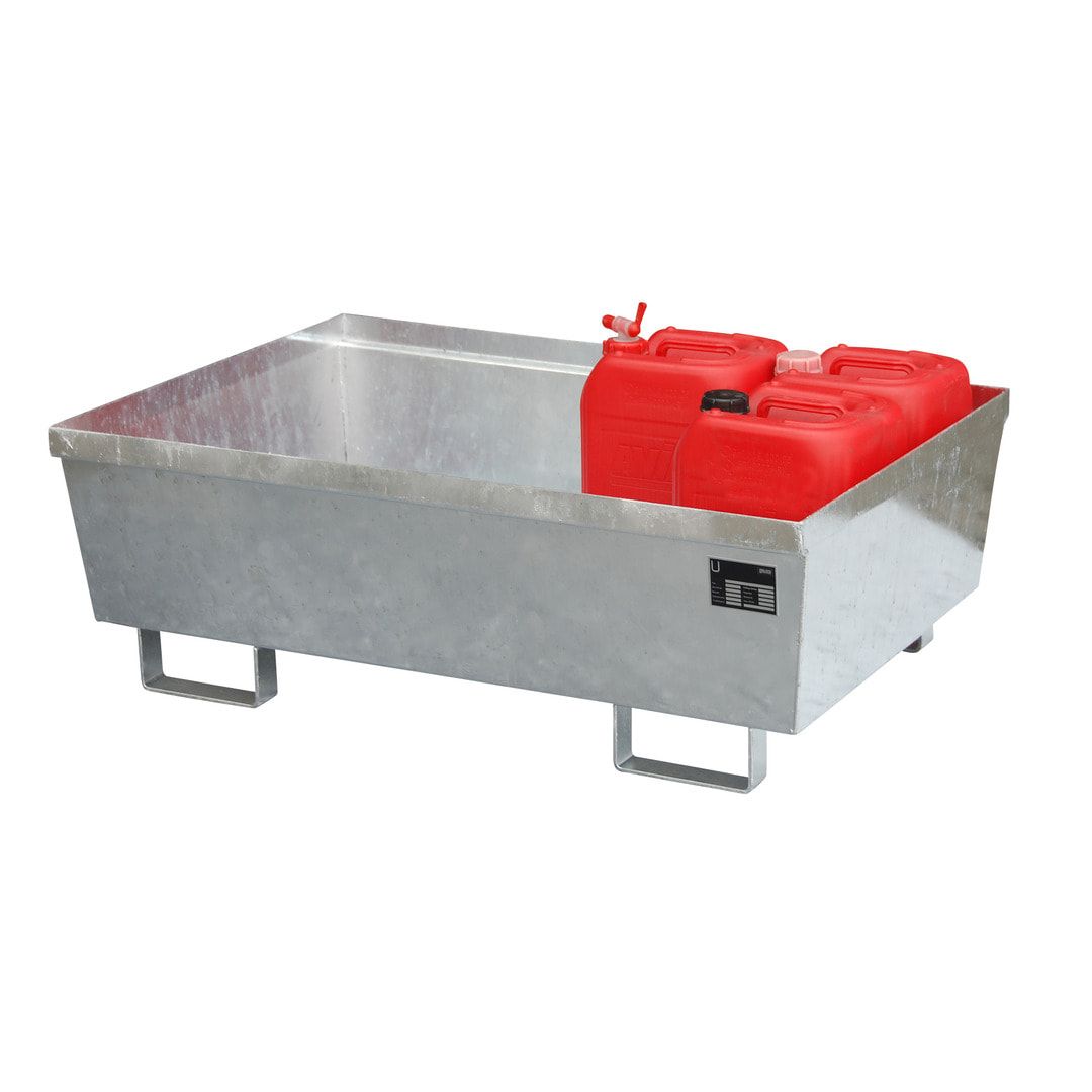 Ineinander stapelbare Auffangwanne - Stahl - 246 l Volumen - Breite 1.200 mm - feuerrot