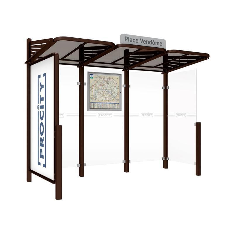 Buswartehalle - Unterstand - modular - Fahrplankasten - Haltestellenschild - Seitenwand - Schaukasten - 2.200 x 3.000 x 1.500 mm (HxBxT) - enzianblau