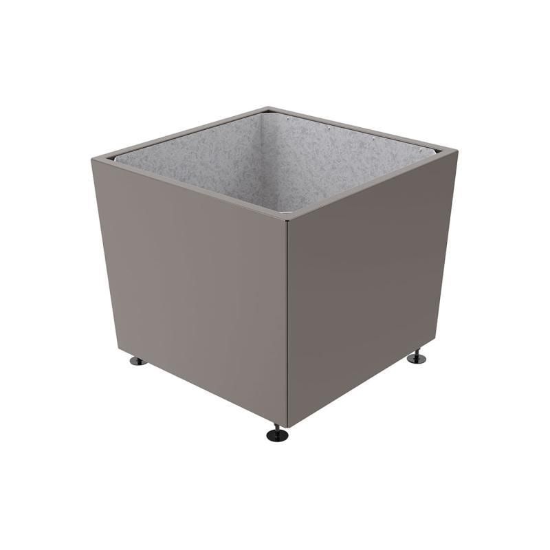 Pflanzkübel, 2 mm Stahlblech fvz, innen Blech feuerverzinkt mit Verladungsgriffen, verstellbare Füße, 760 x 785 x 785 mm (HxBxT), enzianblau