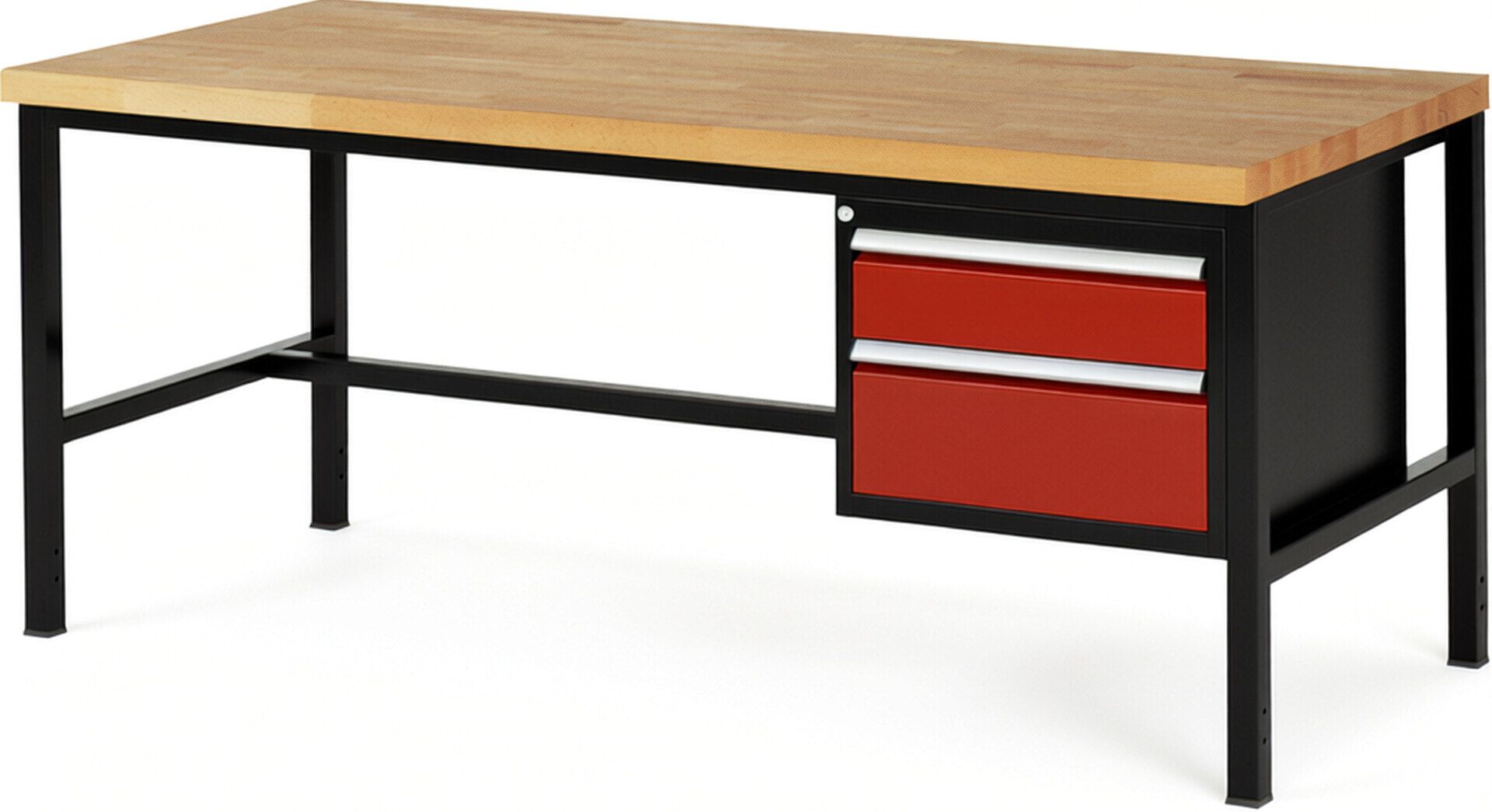 Werkbank - 2 Schubladen - Teilauszug - 150:1 / 210:1 - Höhe 840-1.040 mm - 2.000 x 900 mm - 1.250 kg - Buche - Anthrazitgrau