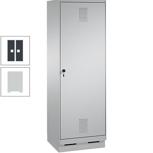 Doppel-Spind, Garderobenschrank, 1 Tür für 2 Abteile a 300 mm, Korpus anthrazitgrau, Türen anthrazitgrau, 1.800 x 600 x 500 mm (HxBxT)