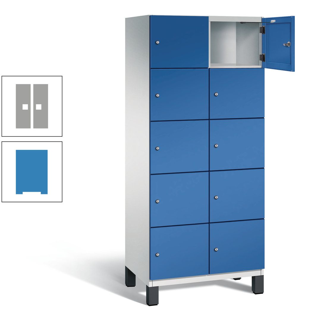 Fächerschrank, Stahlschrank, 10 Fächer, Türöffnungsbegrenzer, Füße, 1.980 x 800 x 525 mm (HxBxT), Korpus anthrazitgrau, Front anthrazitgrau