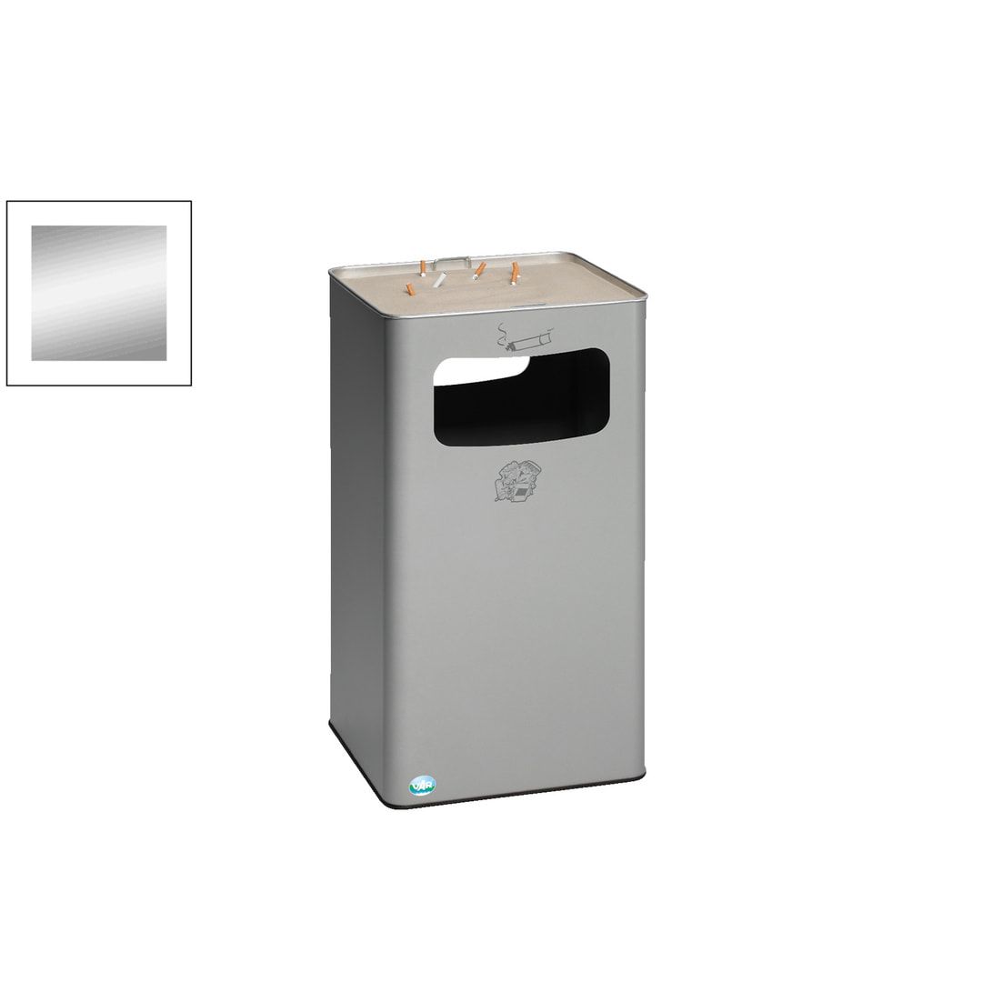 Abfallsammler mit Ascher - viereckig - Volumen 96 l - 755 x 430 x 430 mm (HxBxT) - Antik silber