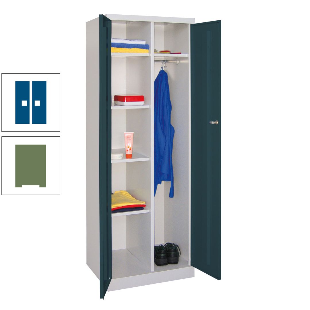 Kleiderschrank mit Sockel - Spind - 1 Abteil mit Trennwand - 1.800x600x500 mm (HxBxT) - Zylinderschloss - anthrazitgrau