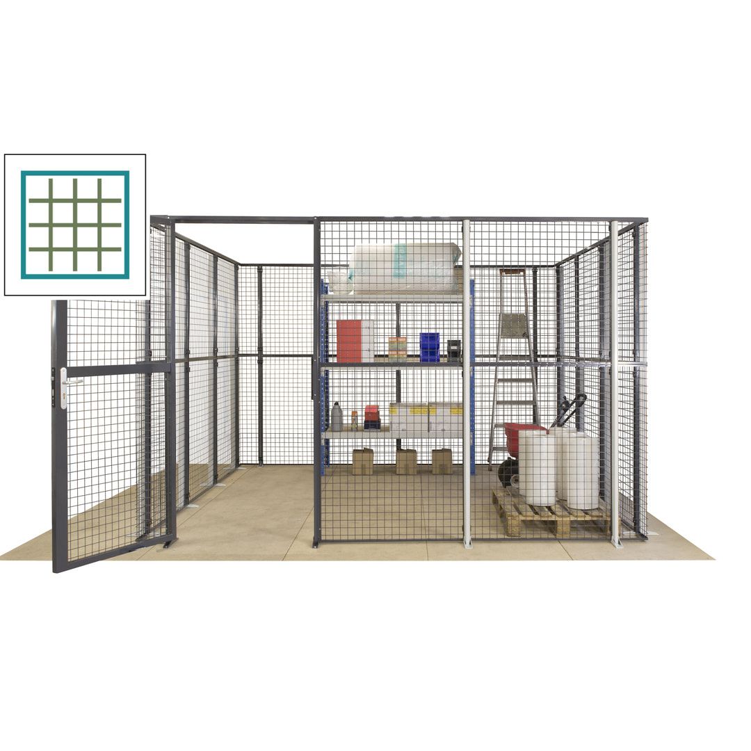 Maschinen Schutzgitter - Hallentrennwand - Sicherheitszaun - Tür - 72 m - 2.200 x 21.400 x 15.400 mm (HxBxT) - enzianblau