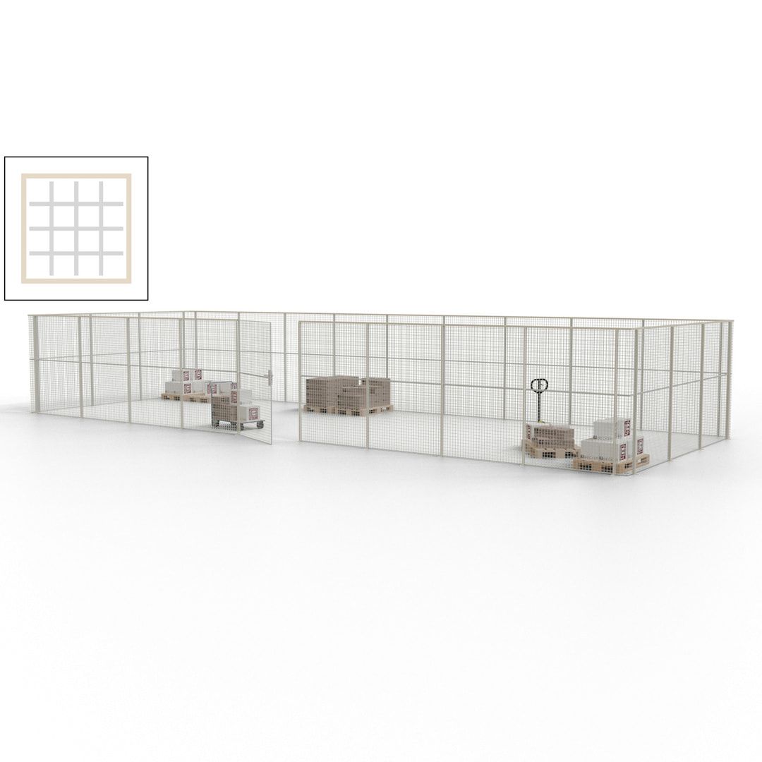 Maschinen Schutzgitter - Hallentrennwand - Sicherheitszaun - Tür - 36 m - 2.200 x 13.900 x 4.900 mm (HxBxT) - enzianblau