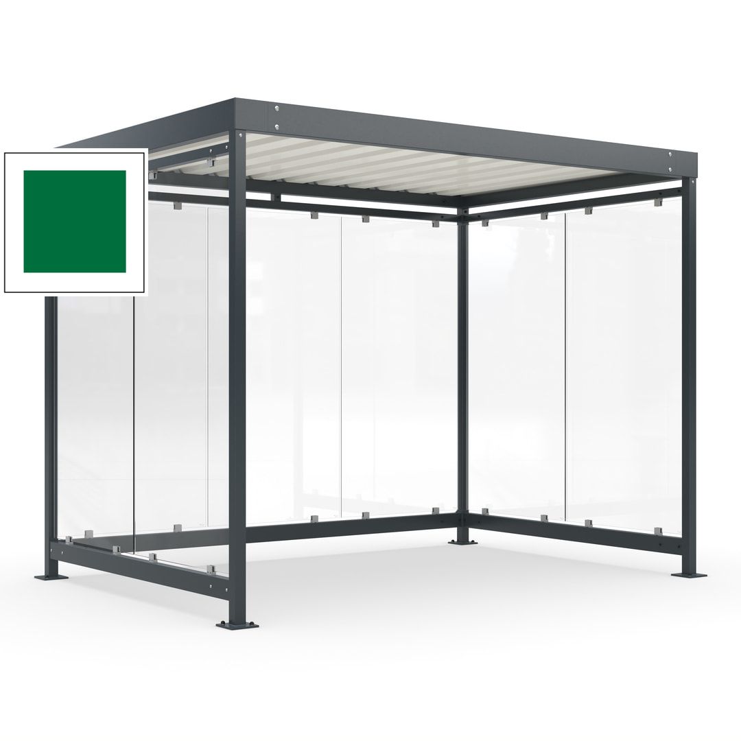 Raucherunterstand, Bausatz, Fahrgastunterstand, Bushaltestelle, 2.510 x 3.180 x 2.165 mm (HxBxT), 7 Wände, Achatgrau