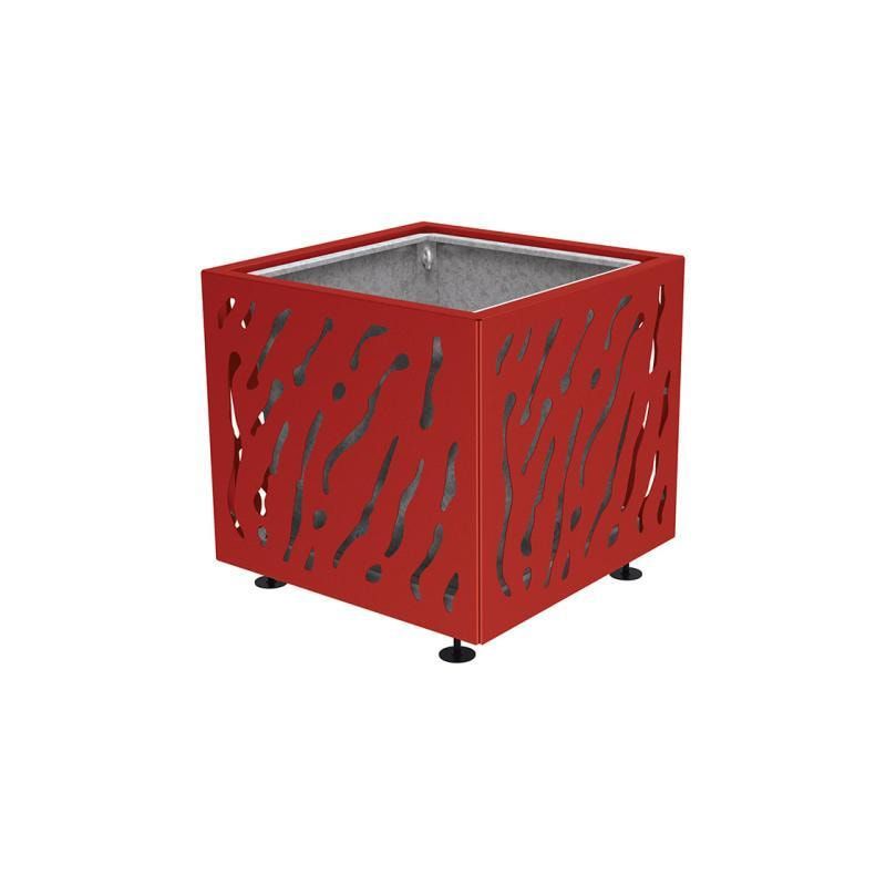 Pflanzbehälter, Stahlblech fvz, einfarbig, innen feuerverzinkt mit Verladungsgriffen, verstellbare Füße, 760 x 790 x 790 mm (HxBxT), enzianblau