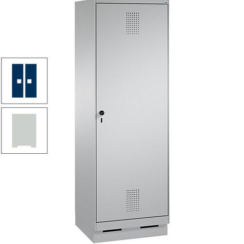 Doppel-Spind, Garderobenschrank, 1 Tür für 2 Abteile a 300 mm, Korpus anthrazitgrau, Türen anthrazitgrau, 1.800 x 600 x 500 mm (HxBxT)