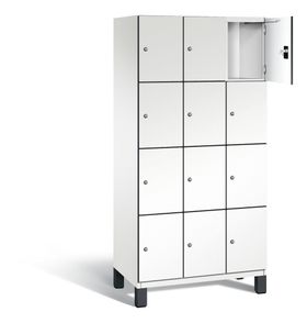 Fächerschrank, Stahlschrank, 12 Fächer, Türöffnungsbegrenzer, mit Füßen, Korpus lichtgrau, Tür wählbar, 1.980 x 900 x 525 mm (HxBxT)