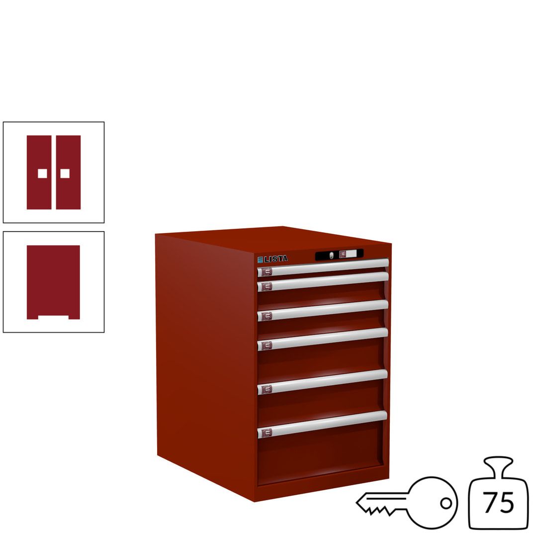 Lista Schubladenschrank - 14.407.010 - 850x564x725 mm (HxBxT) - 6 Schubladen - 75 kg - Key Lock - lichtblau (RAL 5012)