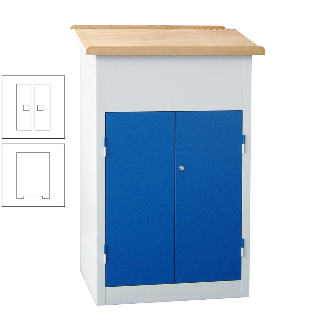 Stehpult mit Schrank - Vollblechtür - Zylinderschloss - 2 Böden - 1.200 x 700 x 600 mm (HxBxT) - anthrazitgrau