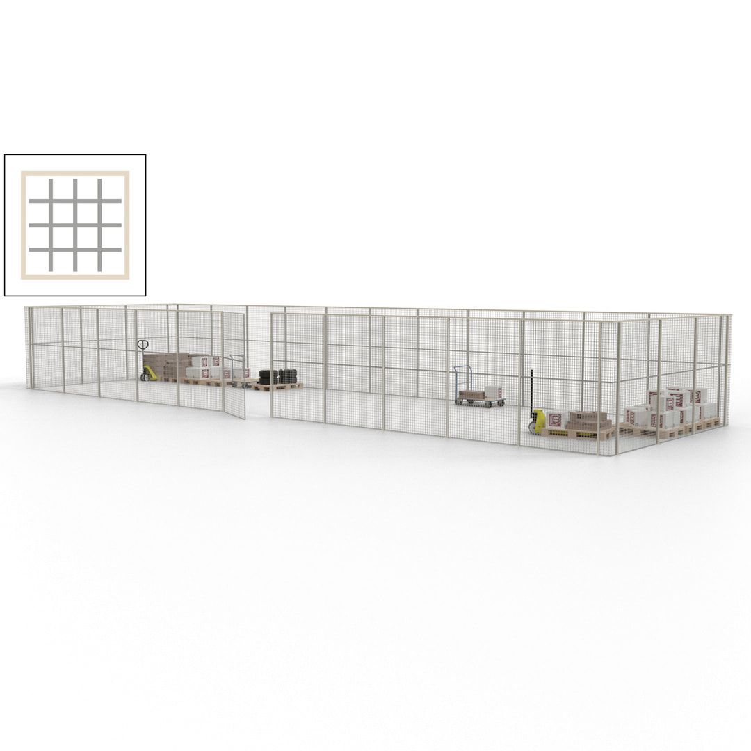 Maschinen Schutzgitter - Hallentrennwand - Sicherheitszaun - Tür - 42 m - 2.200 x 16.900 x 4.900 mm (HxBxT) - enzianblau