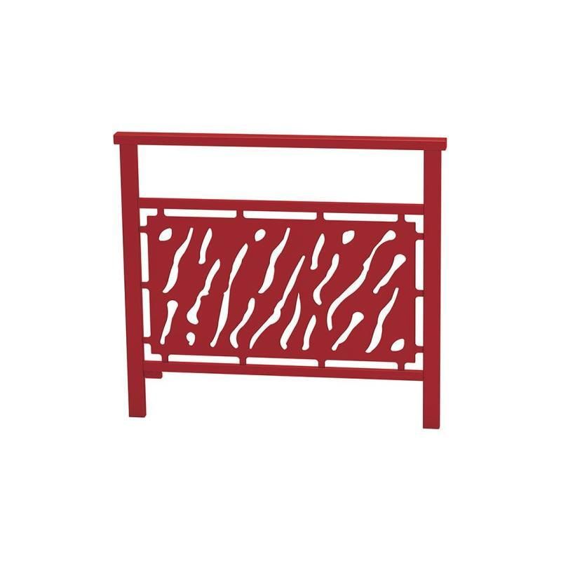 Geländer gestanztes Blech, 900 x 1.000 mm, Farbe enzianblau, eckiger Handlauf, Außengeländer, Systemgeländer