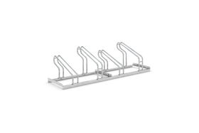 Fahrrad-Bügelparker, Rundrohr, Silber, Stahl, 4 Stellplätze, für extra breite Fahrräder, höhenversetzt, Reihenverbindung, 415 x 1.560 x 538 mm (HxBxT)