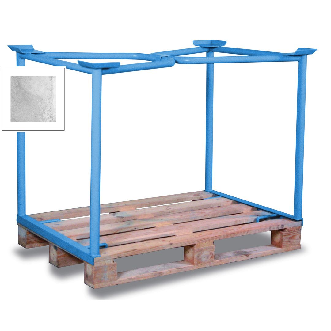 Palettenaufsatzrahmen für Industriepalette - Seiten offen - Höhe 1.000 mm - 3-fach stapelbar - 1.500 kg - lichtblau