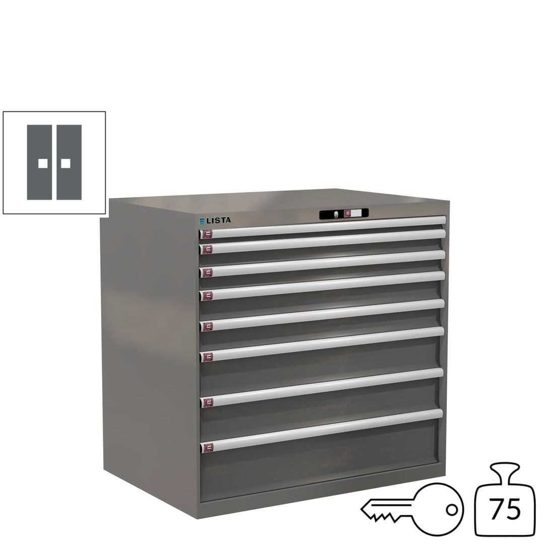 Lista Schubladenschrank - 12.541.010 - 1.000x1.023x725 mm (HxBxT) - 8 Schubladen - 200 kg - Key Lock - lichtblau (RAL 5012)