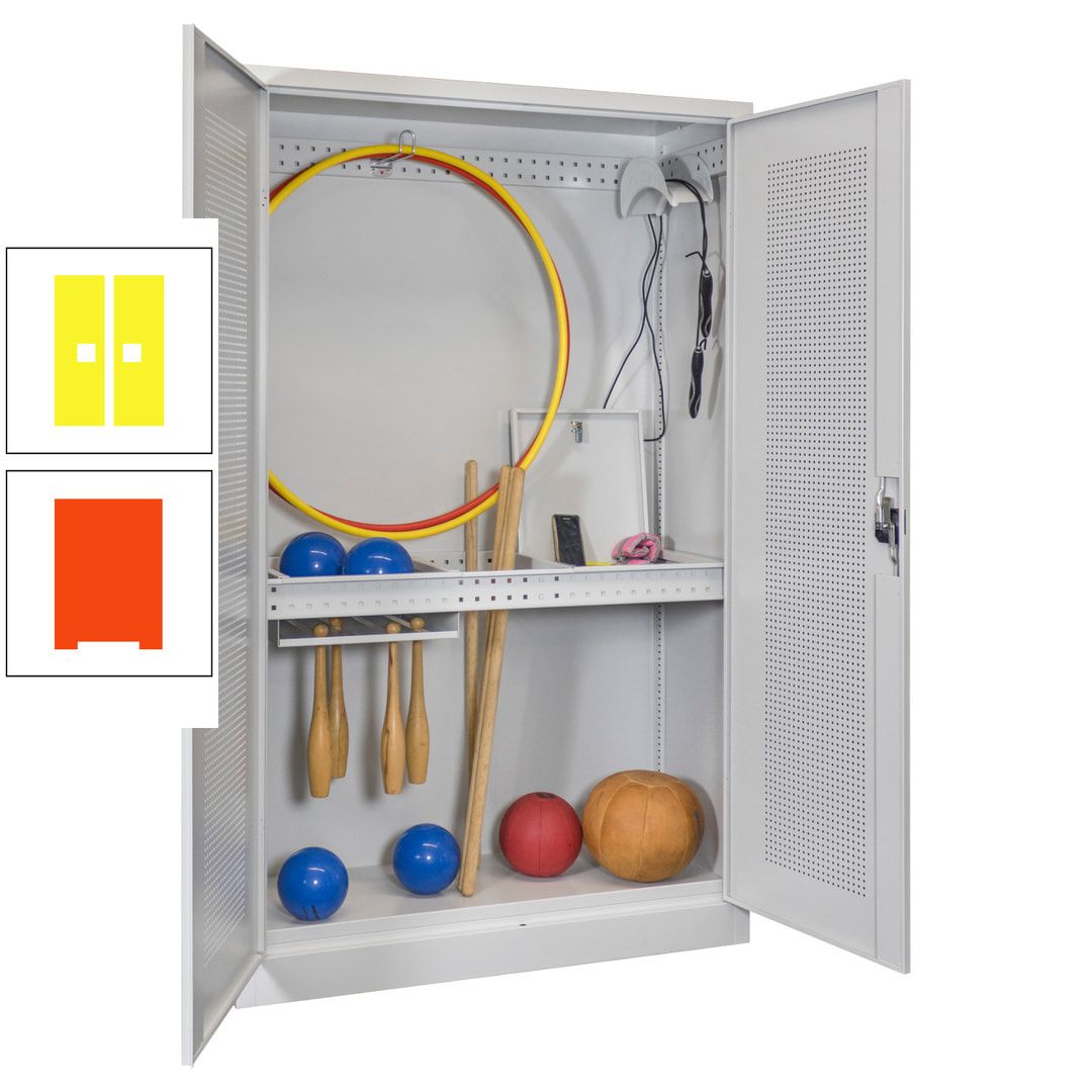 Sportschrank - Lochfeldtüren - Variante 1 - 1.950x1.200x500 mm (HxBxT) - anthrazitgrau
