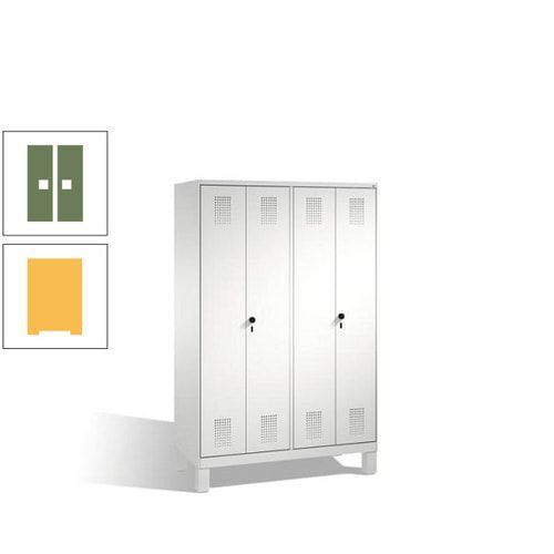 Doppel-Spind, Doppeltüren, Garderobenschrank mit Füßen, 4 Abteile a 300 mm, Korpus anthrazitgrau, Tür anthrazitgrau, 1.850 x 1.200 x 500 mm (HxBxT)
