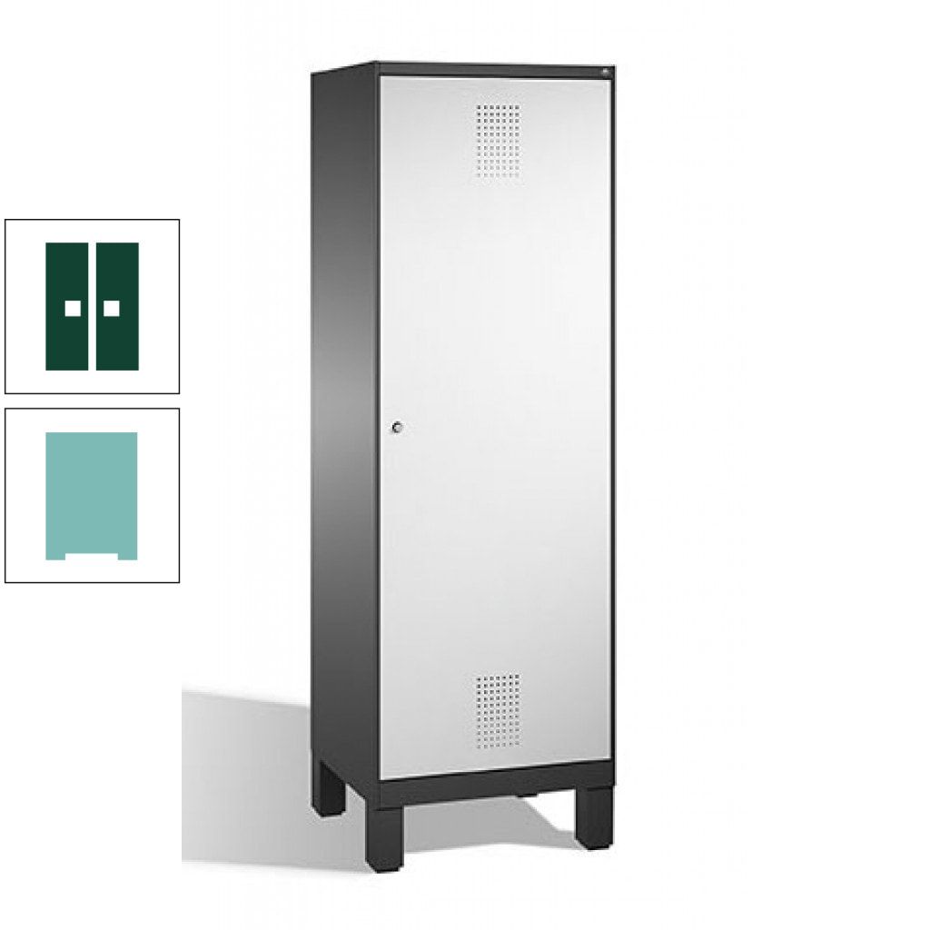 Doppel-Spind, Garderobenschrank, 1 Tür für 2 Abteile a 300 mm, Korpus anthrazitgrau, Türen anthrazitgrau, 1.850 x 600 x 500 mm (HxBxT)