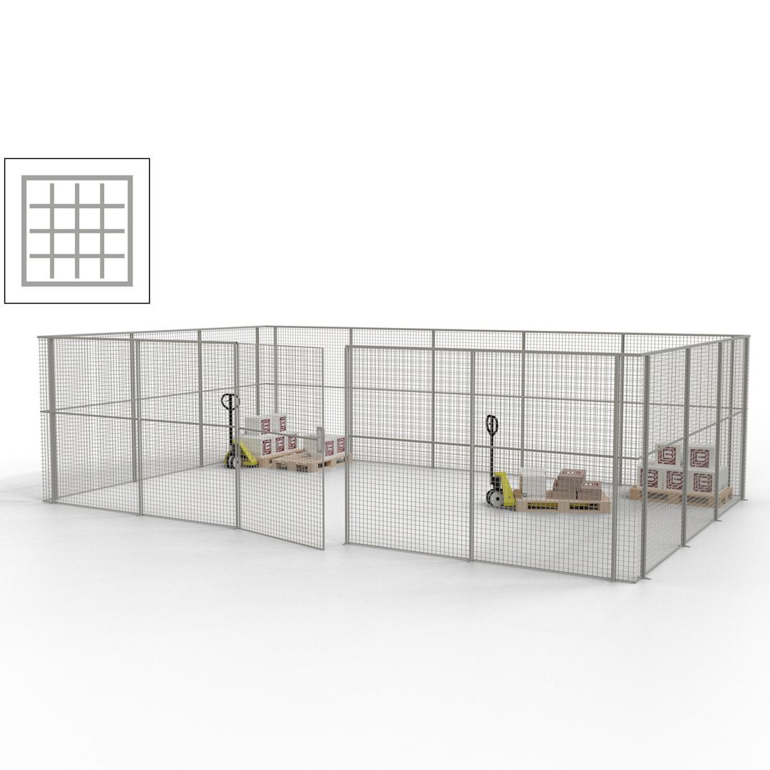 Maschinen Schutzgitter - Hallentrennwand - Sicherheitszaun - Tür - 22 m - 2.200 x 7.900 x 4.900 mm (HxBxT) - enzianblau