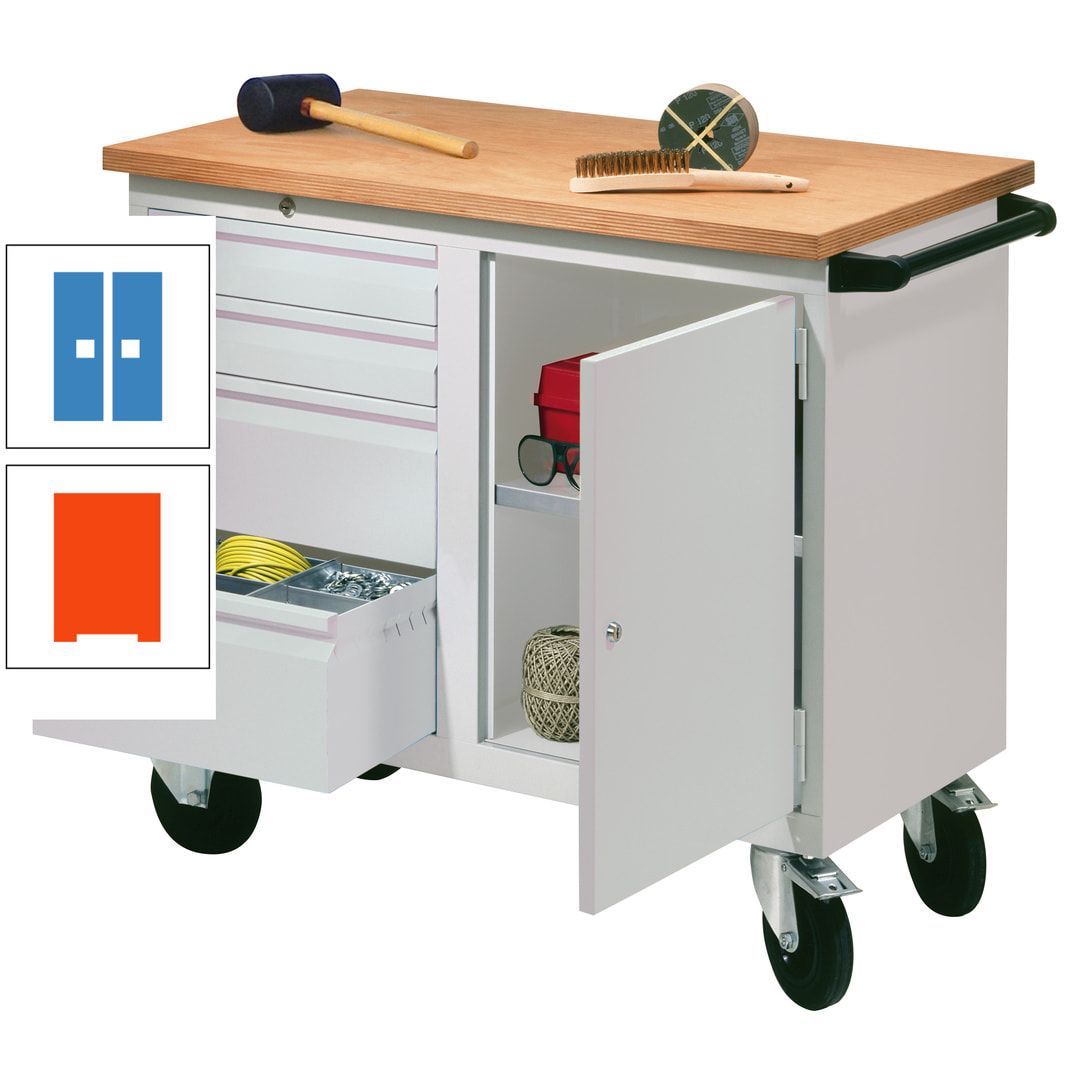 Mobile Werkbank - Werkstattwagen - 915 x 1.090 x 600 mm - 4 Schubladen und Schrankfach - anthrazitgrau