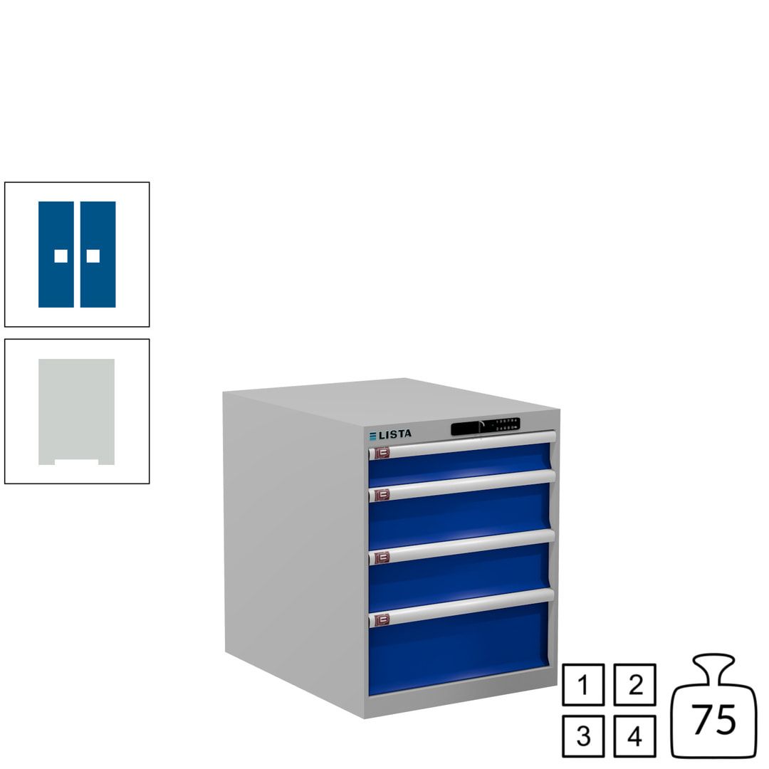 Lista Schubladenschrank - 14.350.010 - 700x564x725 mm (HxBxT) - 4 Schubladen - 75 kg - Key Lock - lichtblau (RAL 5012)