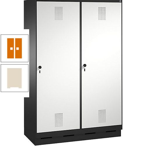 Doppel-Spind, Garderobenschrank, 2 Türen für 4 Abteile a 300 mm, Korpus anthrazitgrau, Türen anthrazitgrau, 1.800 x 1.200 x 500 mm (HxBxT)