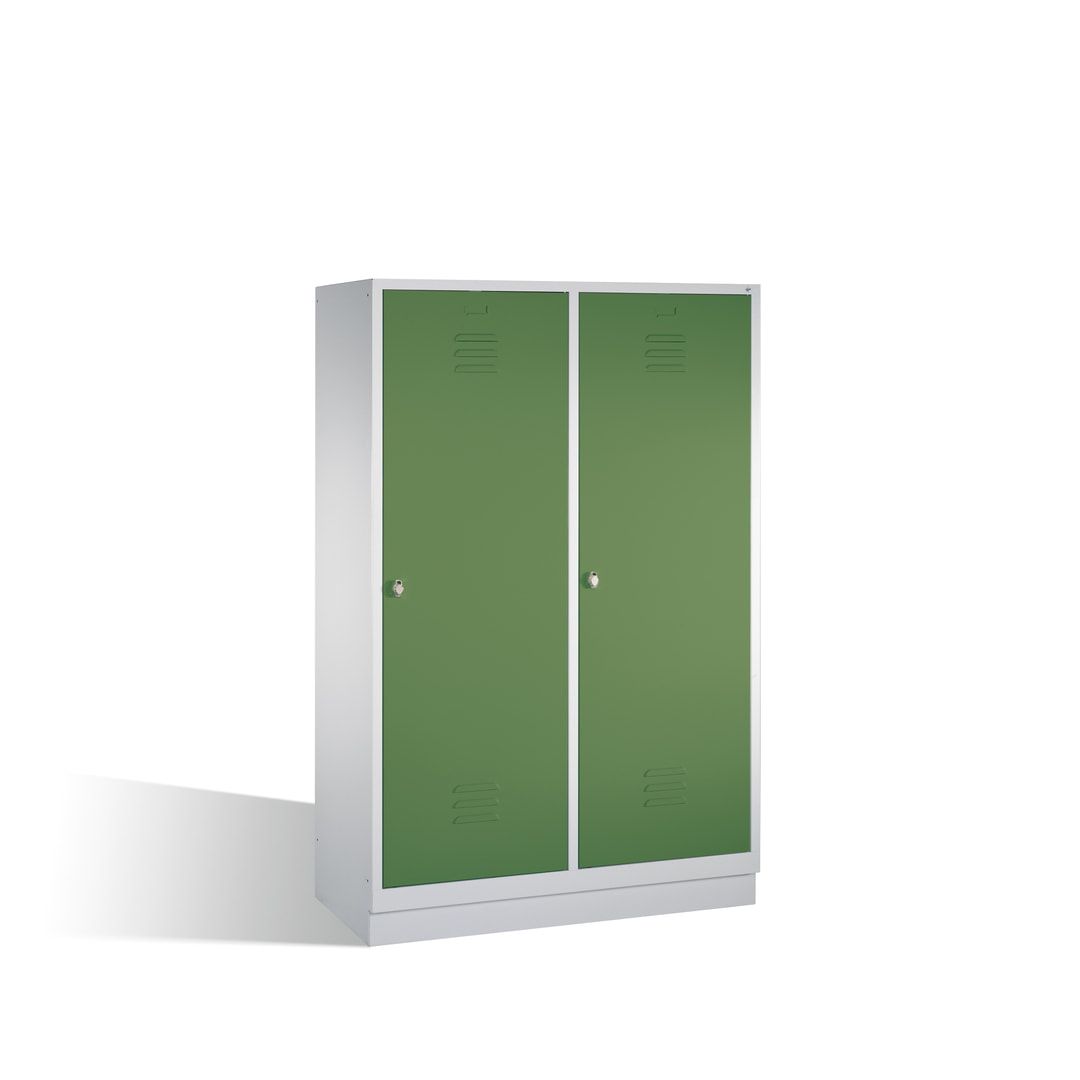 Doppel-Spind mit Großtüren, Garderobenschrank mit Sockel, 4 Abteile a 300 mm, Korpus anthrazitgrau, Tür anthrazitgrau, 1.800 x 1.190 x 500 mm (HxBxT)