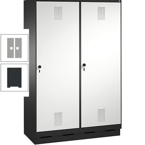 Doppel-Spind, Garderobenschrank, 2 Türen für 4 Abteile a 300 mm, Korpus anthrazitgrau, Türen anthrazitgrau, 1.800 x 1.200 x 500 mm (HxBxT)