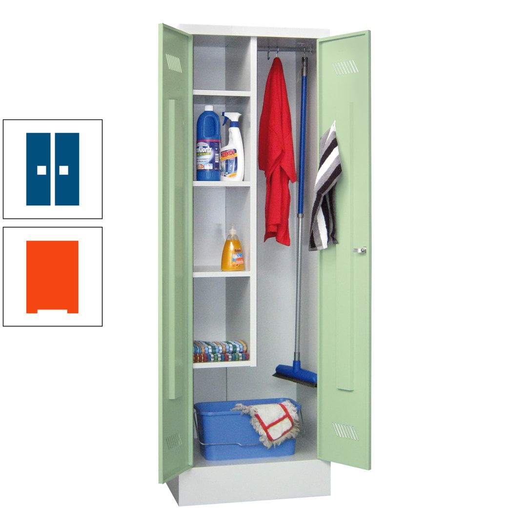 Putzschrank mit Sockel - 1 Abteil mit Trennwand - 1.850x600x500 mm (HxBxT) - Drehriegel - anthrazitgrau