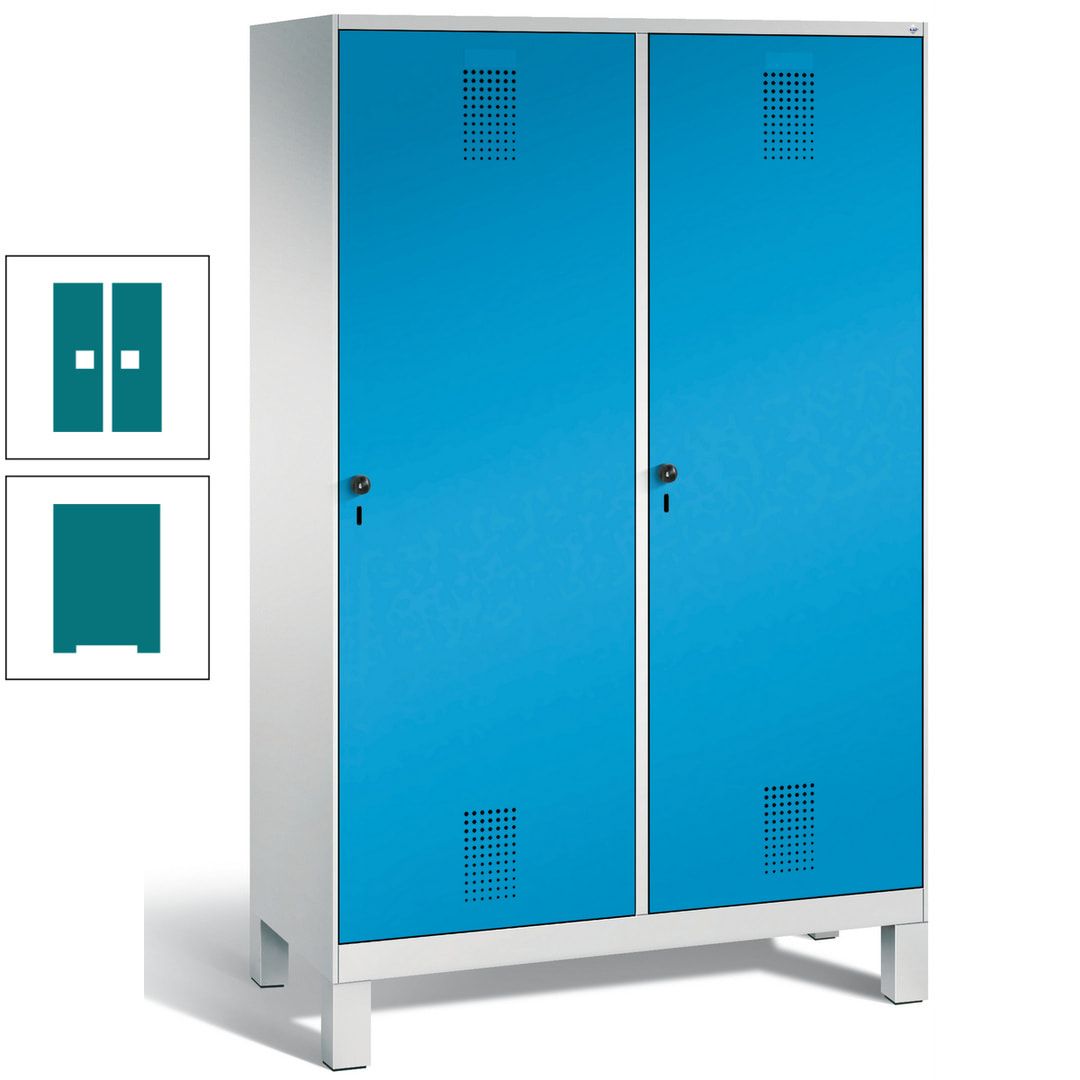 Doppel-Spind, Garderobenschrank, 2 Türen für 4 Abteile a 300 mm, Korpus anthrazitgrau, Türen anthrazitgrau, 1.850 x 1.200 x 500 mm (HxBxT)