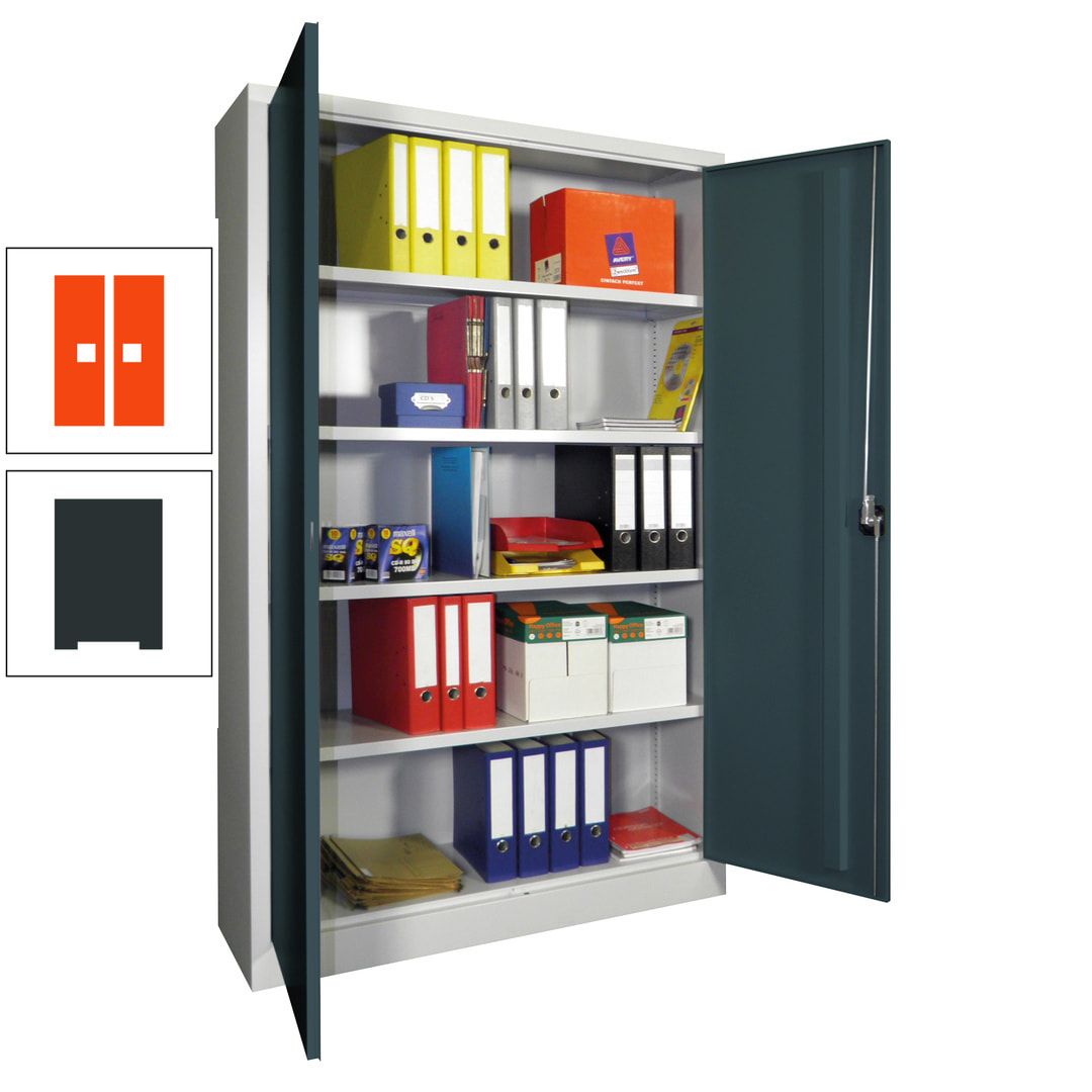 Aktenschrank - Vollblechtüren - 1.950x1.200x400 mm (HxBxT) - 4 Einlegeböden verzinkt - Zylinderschloss - anthrazitgrau