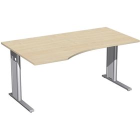 Eckschreibtisch, Ecke links, Füße wählbar, C-Fuß Pro, 720 x 1.000 mm (HxT), Breite wählbar bis 2.000 mm, Gestell silber, Dekor wählbar